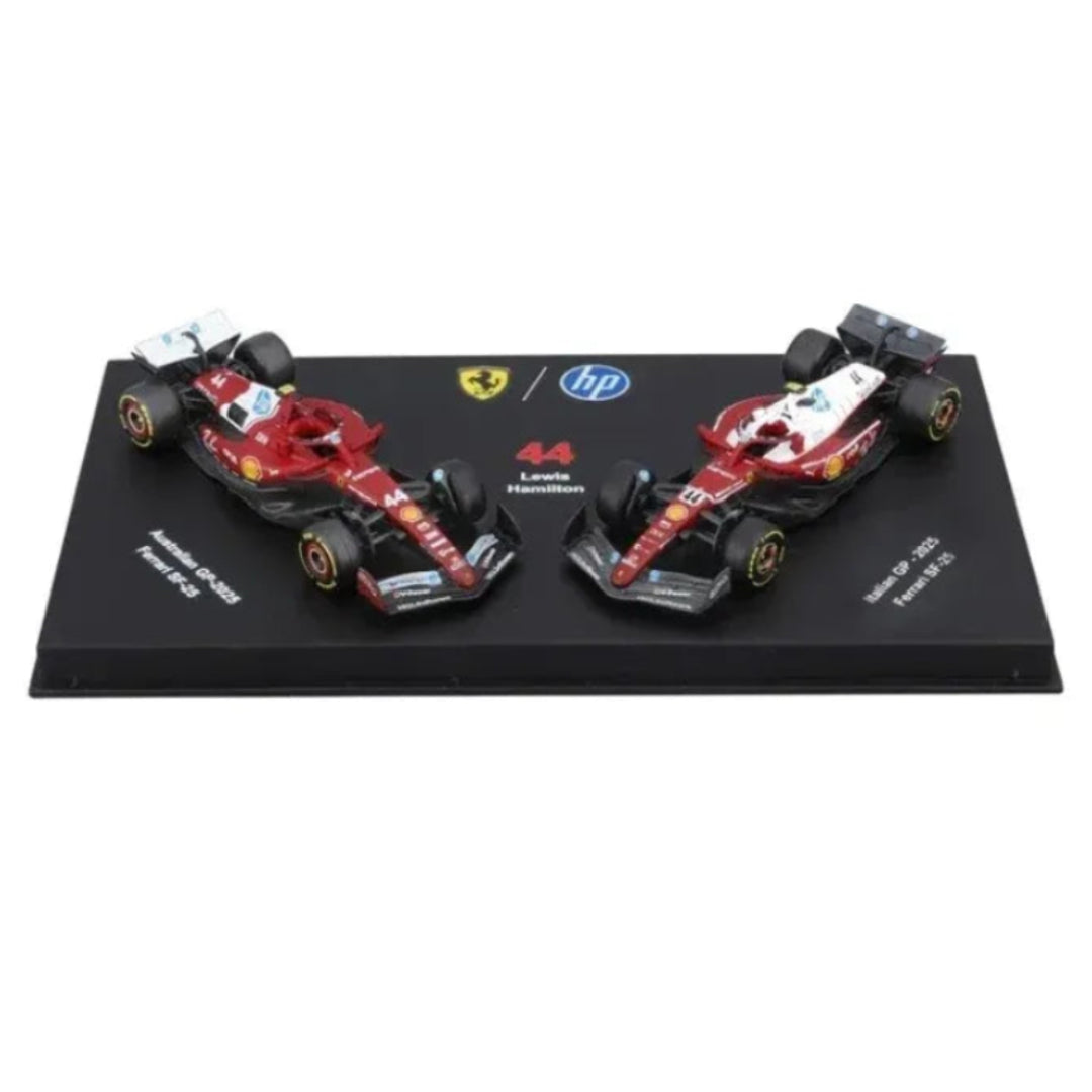 Bburago 2025 Ferrari SF-25 Lewis Hamilton Twin Pack Formula 1 Racing Die-Cast Model Cars 1:64 Scale (Preorder Ships 1st week of September)