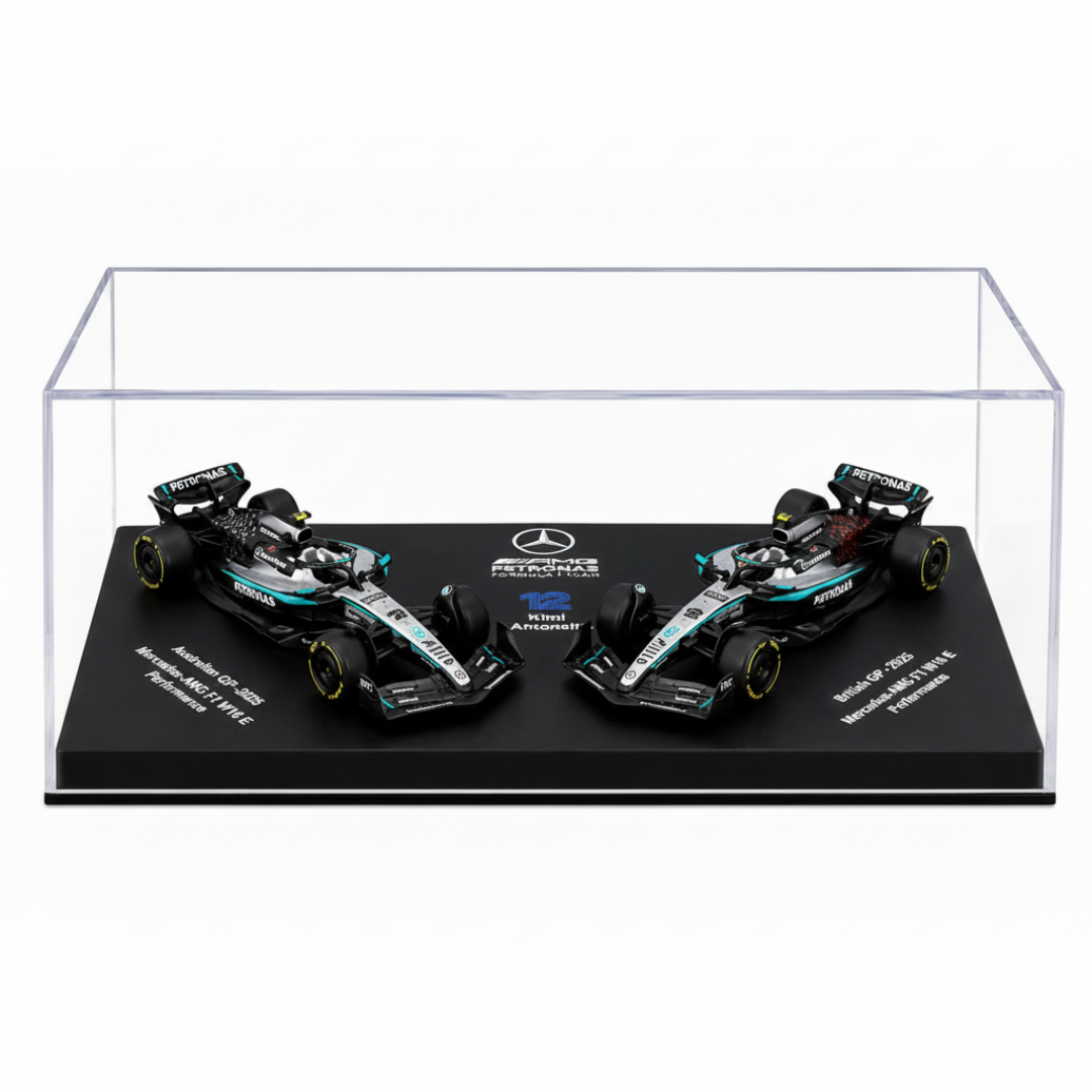 Bburago 2025 Mercedes-AMG Petronas F1 W16 E Kimi Antonelli Twin Pack Die-Cast Model Cars – Formula 1 1:64 Scale #12 (Preorder Ships 1st week of September)