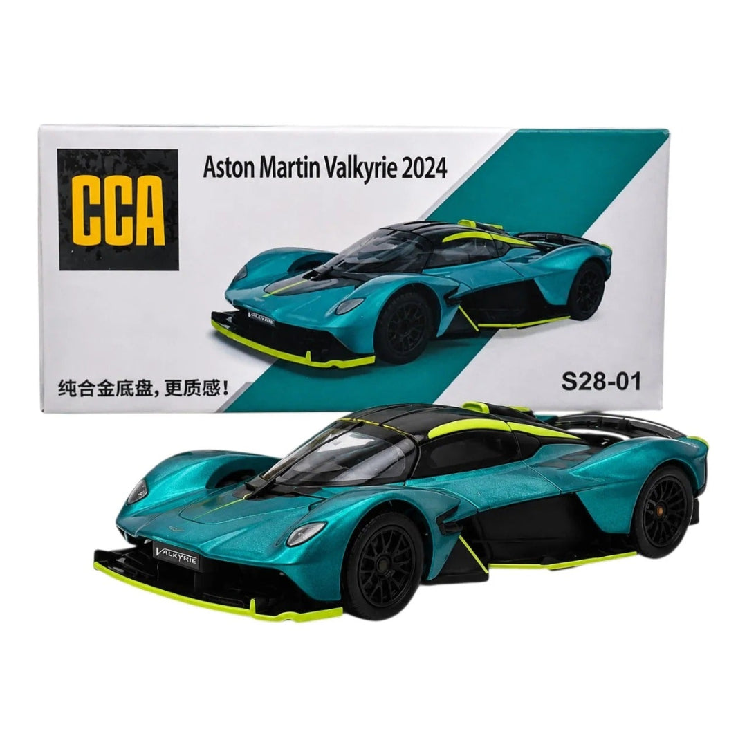 CCA Aston Martin Valkyrie 2024 S28-01 1:64 Diecast Model Car – Turquoise