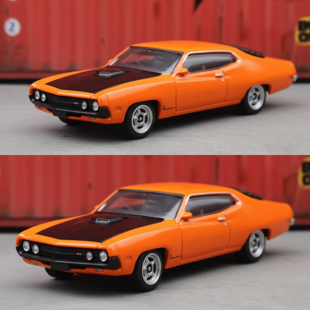CCA Ford Torino Cobra Die-Cast Model Car – Orange, 1:64 Scale Classic Muscle Car