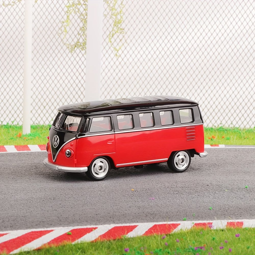 CCA Volkswagen T1 1:64 Scale Red & Black Die-Cast Model Van | Vintage VW Bus Collectible