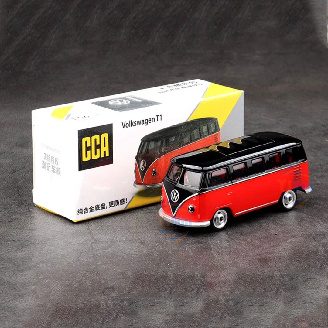 CCA Volkswagen T1 1:64 Scale Red & Black Die-Cast Model Van | Vintage VW Bus Collectible