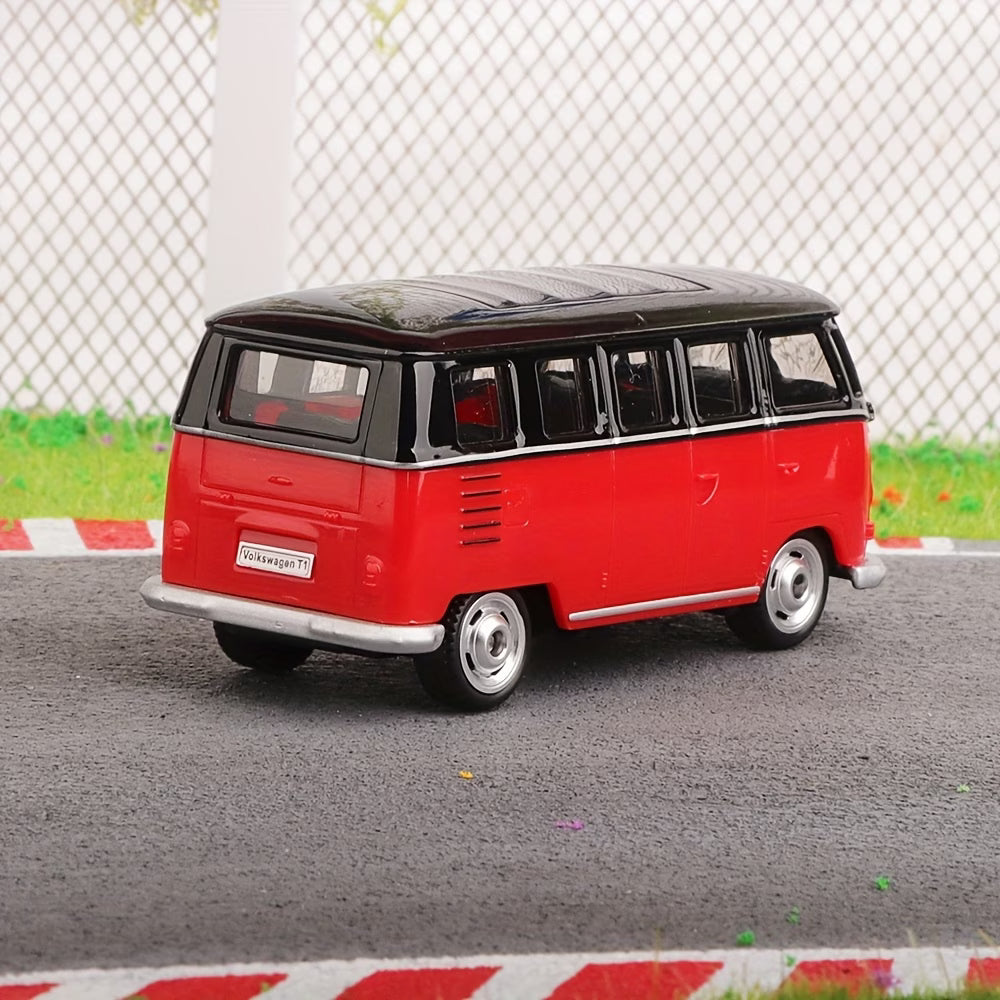 CCA Volkswagen T1 1:64 Scale Red & Black Die-Cast Model Van | Vintage VW Bus Collectible