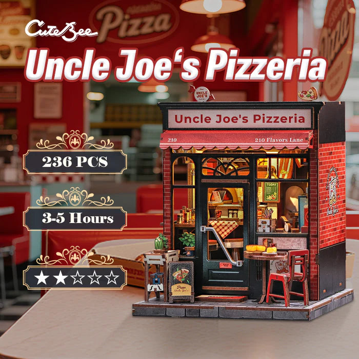 CUTEBEE DIY Book Nook Kit - Uncle Joe's Pizzeria