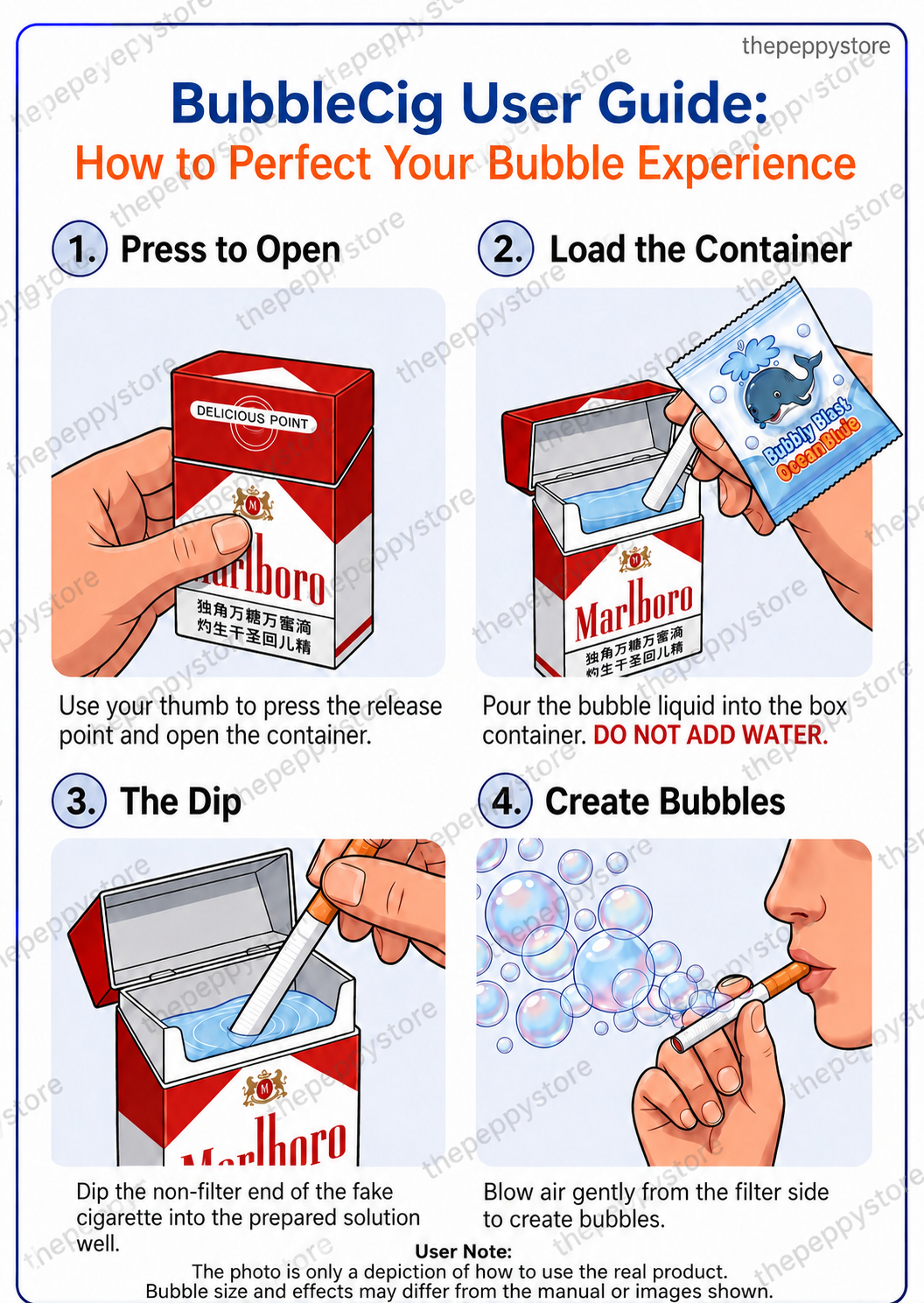 Marlboro Bubble Case Prank Kit (Includes Case + 2 Fake Sticks + 2 Random Bubble Solution Packs)