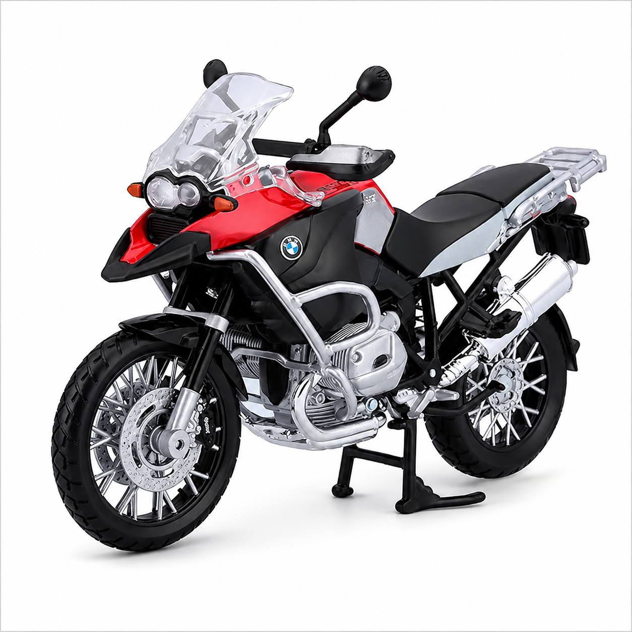 Rastar BMW R 1200 GS Diecast Motorcycle Model – 1/9 Scale Metal & Plastic Adventure Bike Replica(Red & Black)