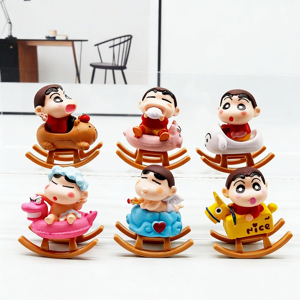 Cute Shinchan Rocking Toy Mini Figure Set – Set of 6