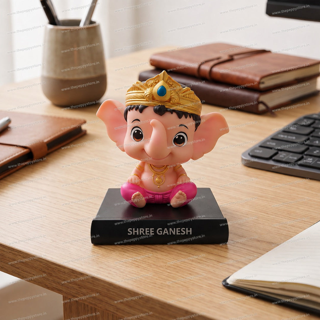 Cute Shree Ganesh Bobblehead Dashboard Idol | Home, Office & Desk Decorative Showpiece
