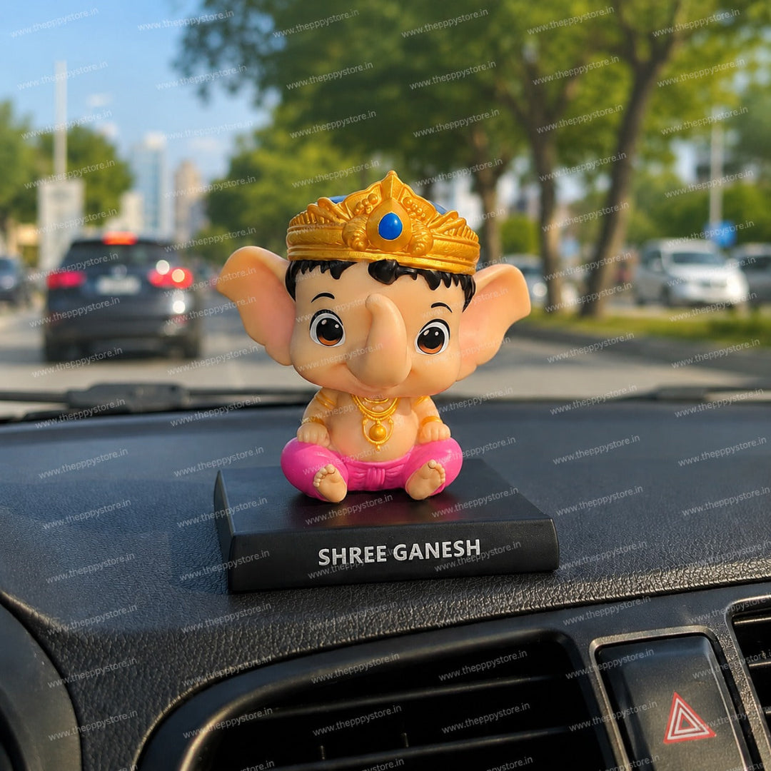 Cute Shree Ganesh Bobblehead Dashboard Idol | Home, Office & Desk Decorative Showpiece