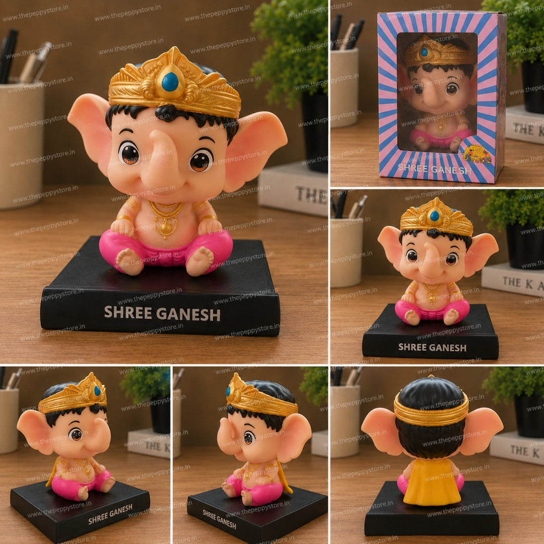 Cute Shree Ganesh Bobblehead Dashboard Idol | Home, Office & Desk Decorative Showpiece