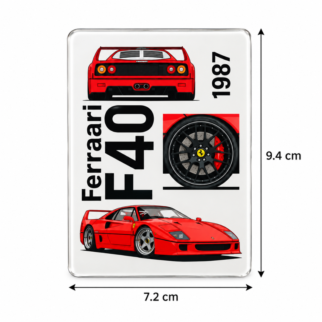 Ferrari F40 Racing Fridge Car Magnet – Red Ferrari F40 Design | 7.2 × 9.4 cm