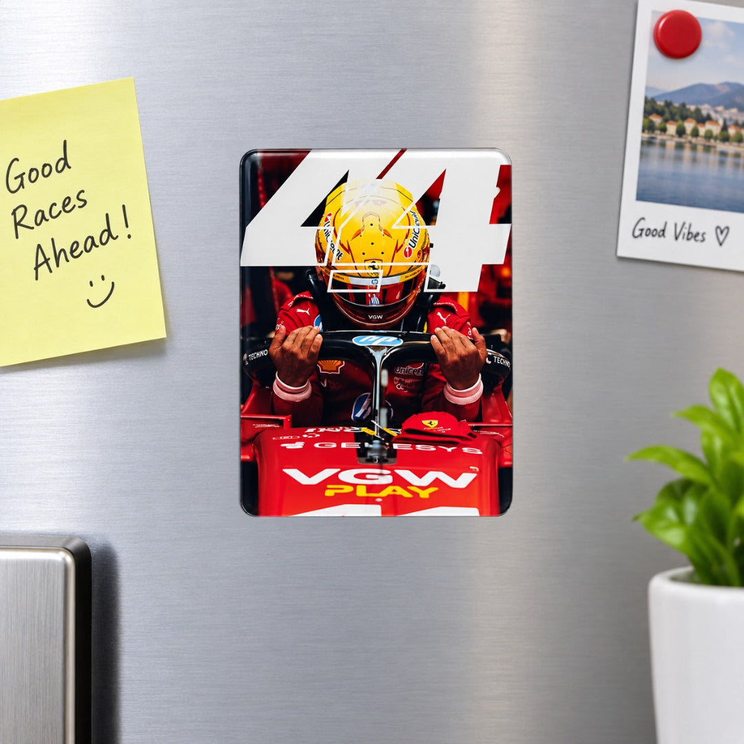 Ferrari Formula 1 Racing Driver Fridge Car Magnet – Red F1 Racing Design | 7.2 × 9.4 cm