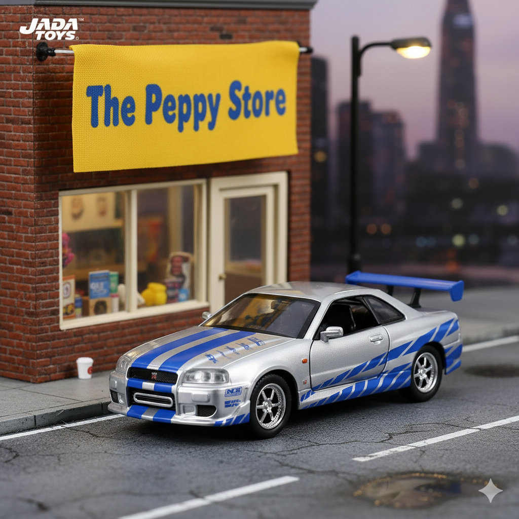 Jada - 1/32 scale Diecast Model Toy Car - Fast & Furious Brian's Nissan Skyline GT-R (R34)
