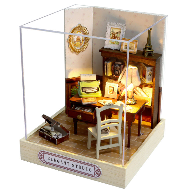 Cuteroom Diy Dollhouse - Corner of Happiness Series Miniature Kit - Elegant Studio