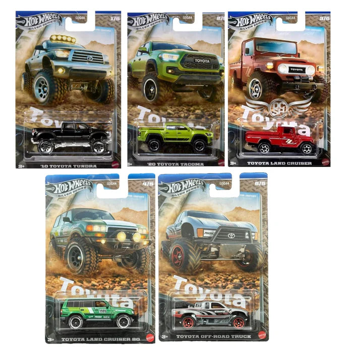 Hot Wheels 2025 Imported Silver Series Toyota Trucks 1:64 Scale - Set Of 5