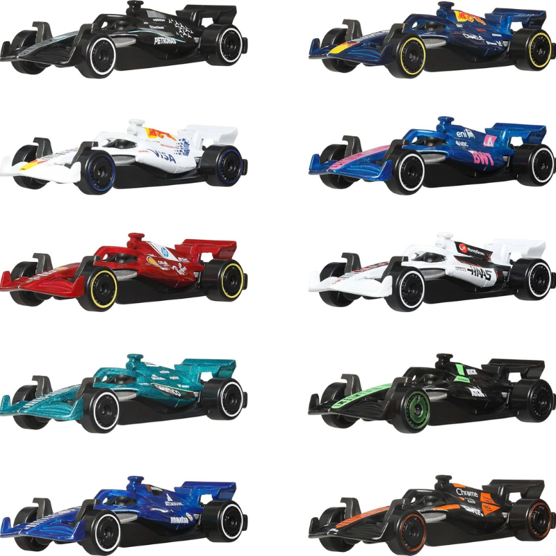 Hot Wheels Formula 1 2025 10-Pack Diecast Cars Set | 1:64 Scale Official F1 Collection