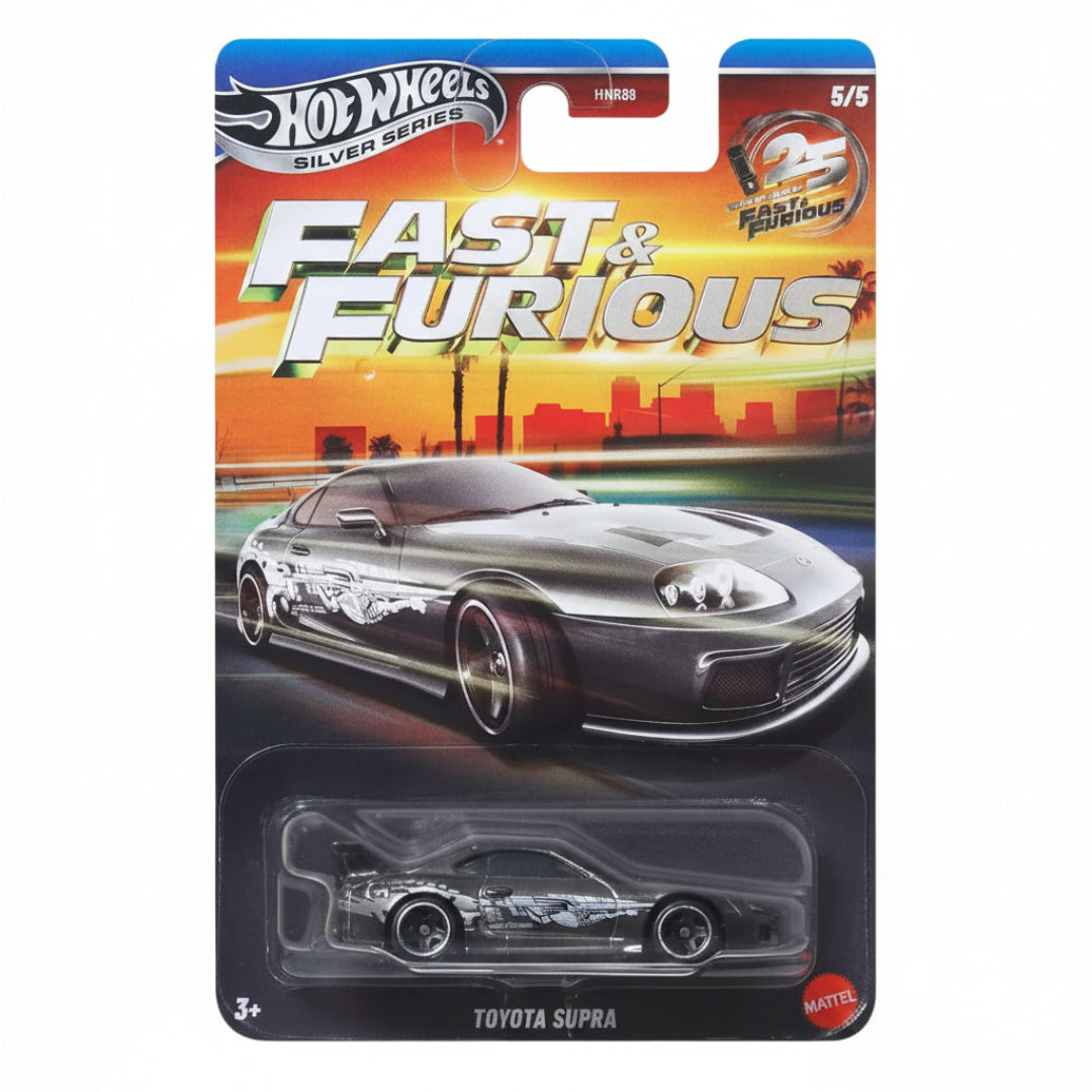 Hot Wheels Imported Fast & Furious Silver Series 5-Pack Die-Cast Car Collection | 1:64 Scale Toy Cars for Kids & Collectors