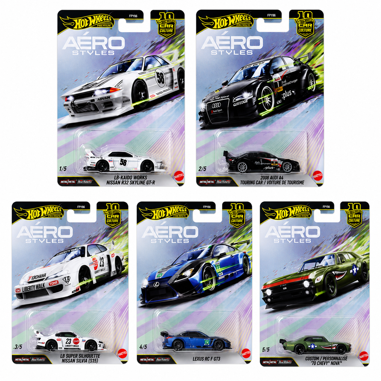 Hot Wheels Premium Car Culture Aero Styles Complete Set 5 | Full Set of 5 Diecast Cars