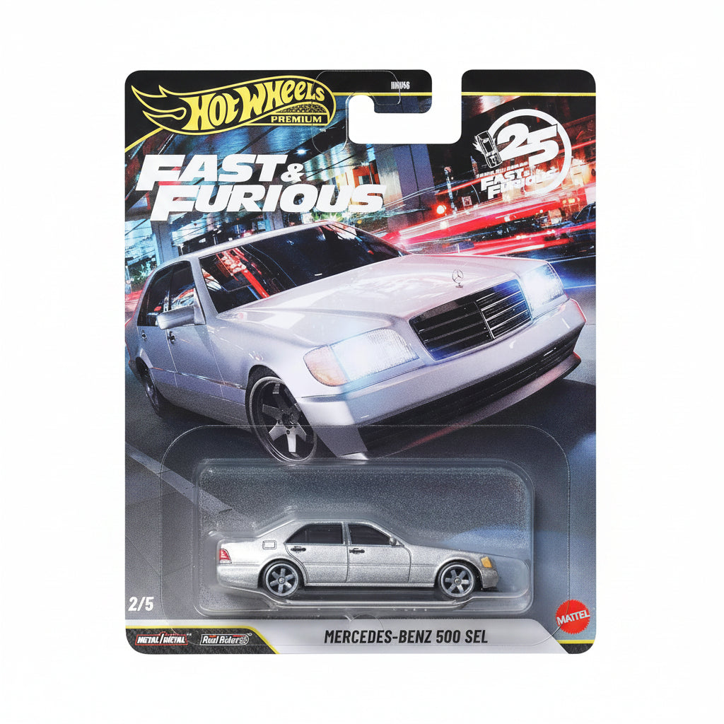 Hot Wheels Premium Fast & Furious Mercedes-Benz 500 SEL Die-Cast Car | Metal/Metal | Real Riders | 1:64 Scale