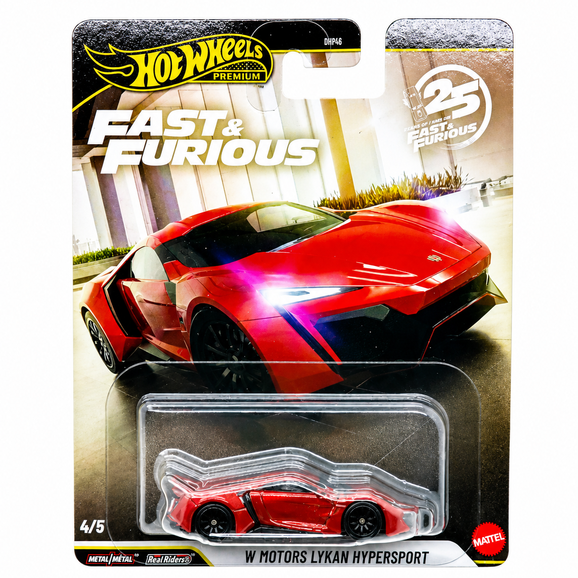 Hot Wheels Premium Fast & Furious W Motors Lykan Hypersport Die-Cast Car with Real Riders & Metal/Metal Construction