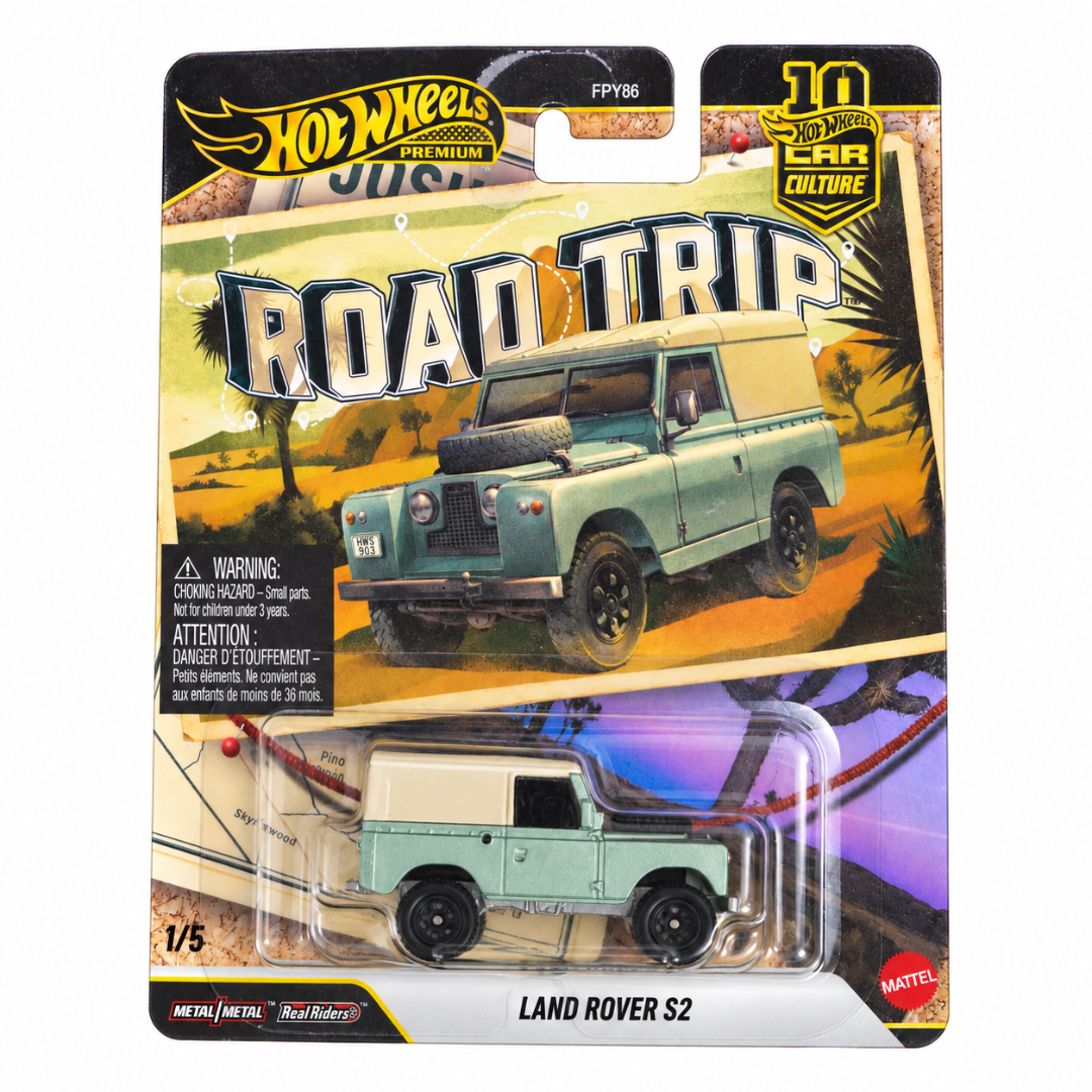 Hot Wheels Premium Imported Land Rover Series II 1:64 Road Trip – 1:64 Scale (Bent Card)