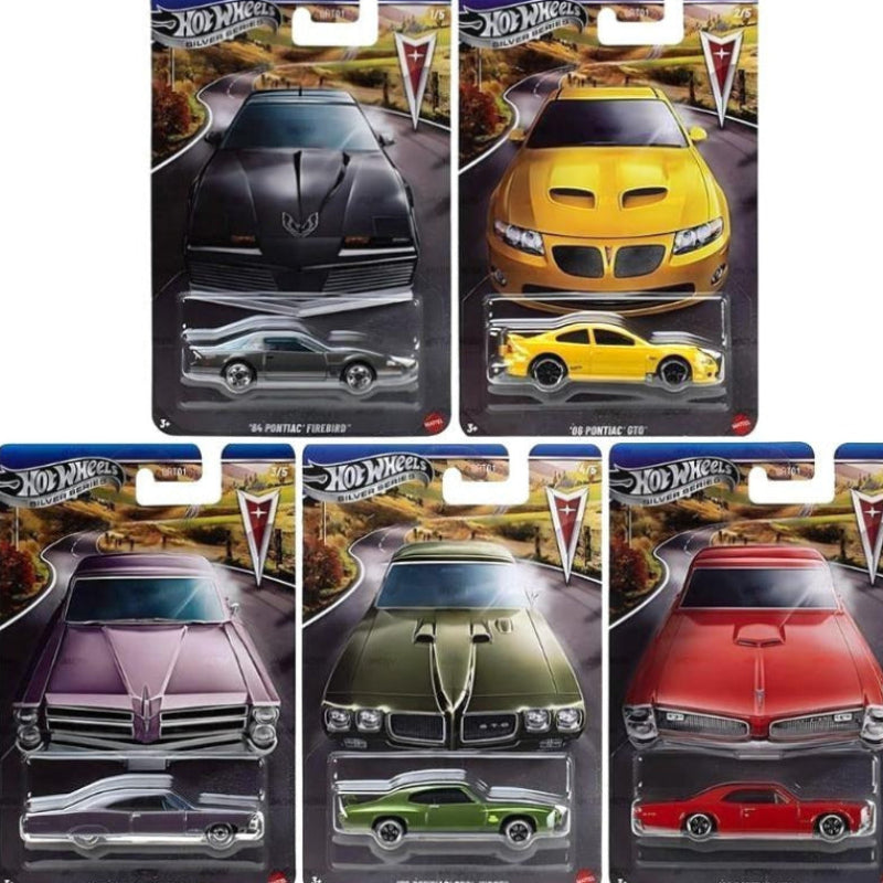 Hot Wheels Silver Series Pontiac Complete Set of 5 Diecast Cars – Premium 1:64 Scale Collectible