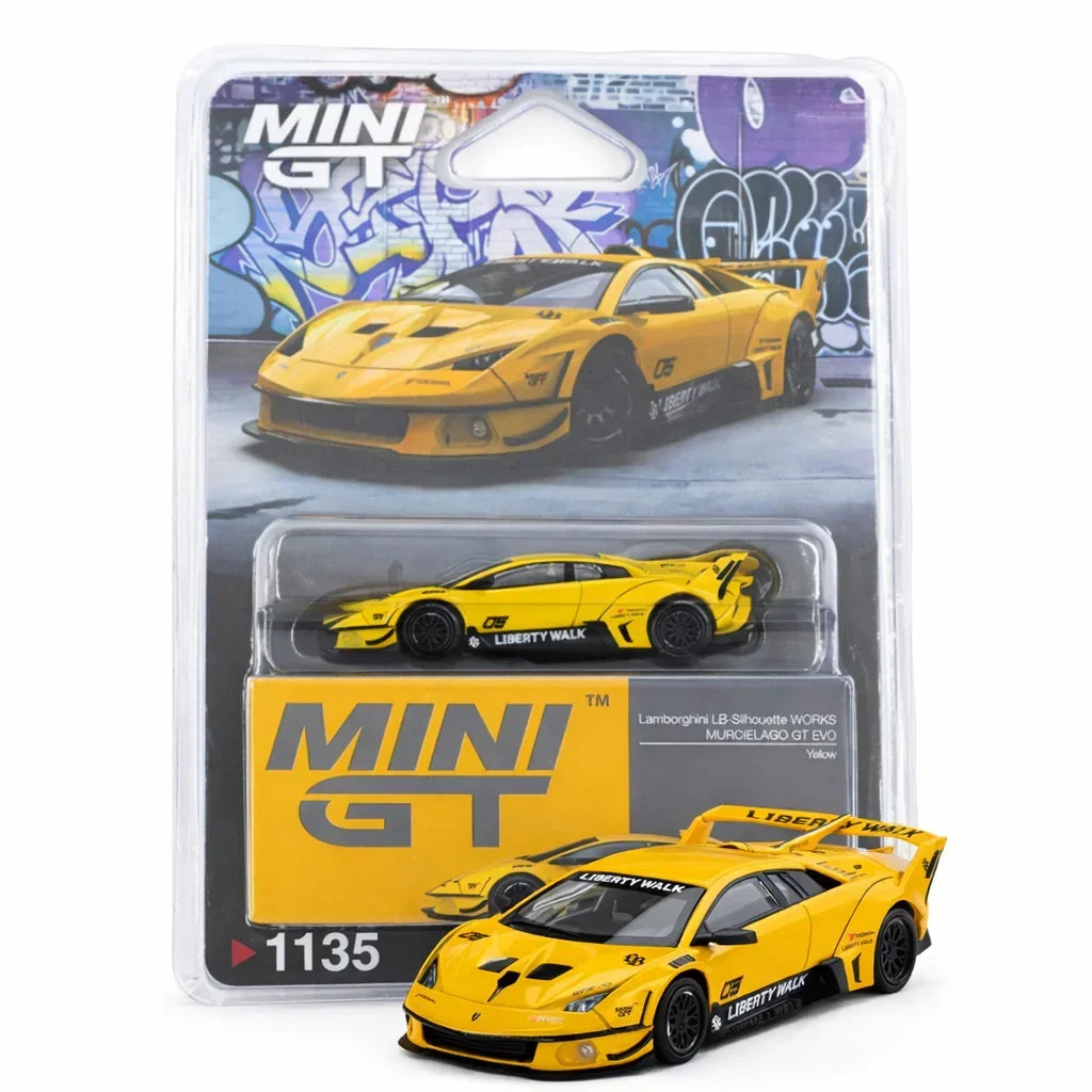Mini GT Lamborghini LB-Silhouette WORKS Murciélago GT EVO – Yellow Edition Diecast Model With Blister