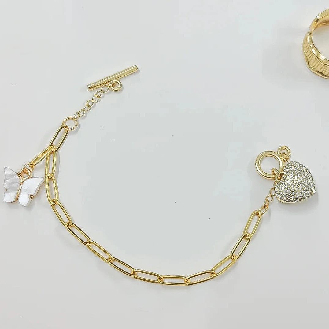 Iced Out Heart Link Bracelet