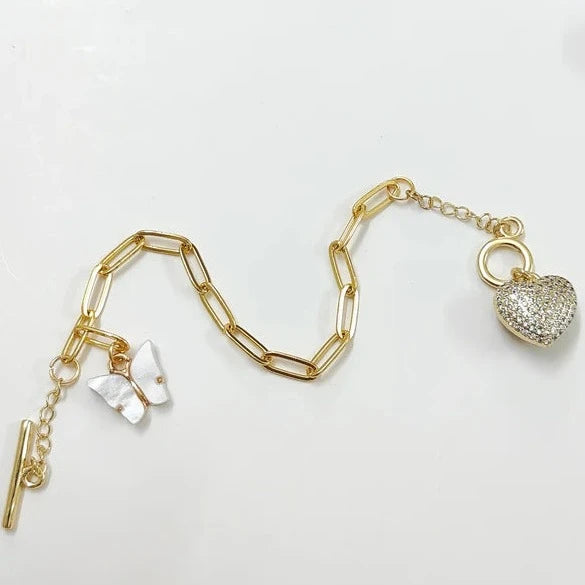 Iced Out Heart Link Bracelet
