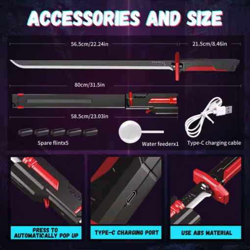 Flowing Colorful Lightsaber Led Black Sword with Spark & Smoke Effect - Usb Chargeable (Partial Cash on delivery allowed on this product)