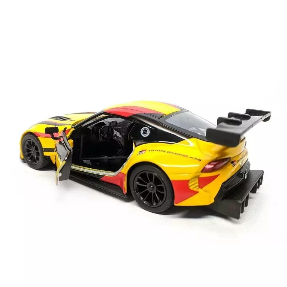 Kinsmart Toyota GR Supra Racing Diecast Model Car 1:36 โ Yellow & Red