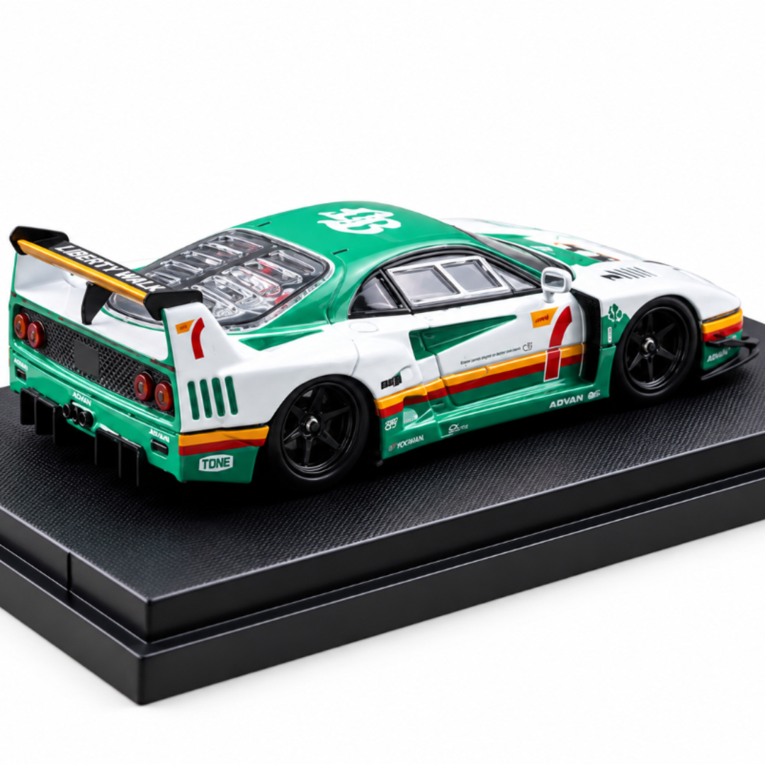 LBWK Ferrari F40 Ghost Player Green & White 1:64 Diecast Model Car