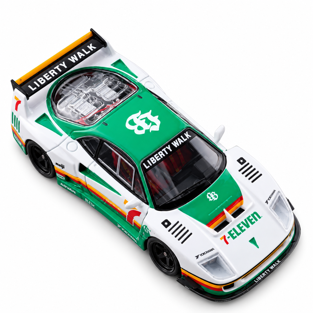 LBWK Ferrari F40 Ghost Player Green & White 1:64 Diecast Model Car