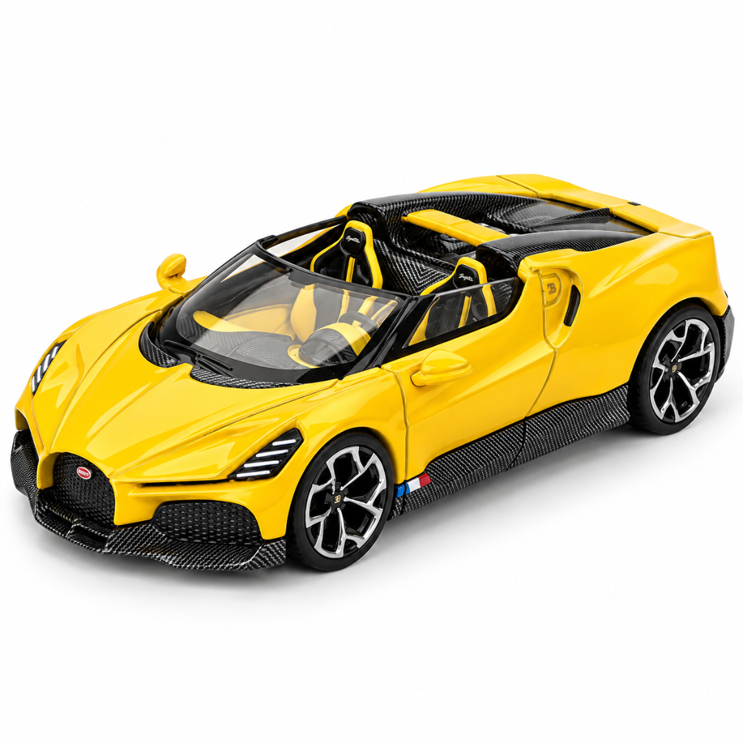 MINI GT Imported Bugatti W16 Mistral Yellow 1:64 Diecast Model Car – LHD Version #1137