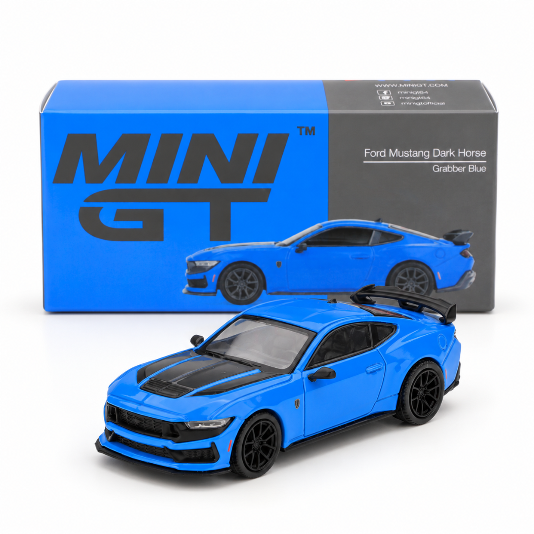MINI GT Imported Ford Mustang Dark Horse 2024 Grabber Blue 1:64 Diecast Model Car #1141