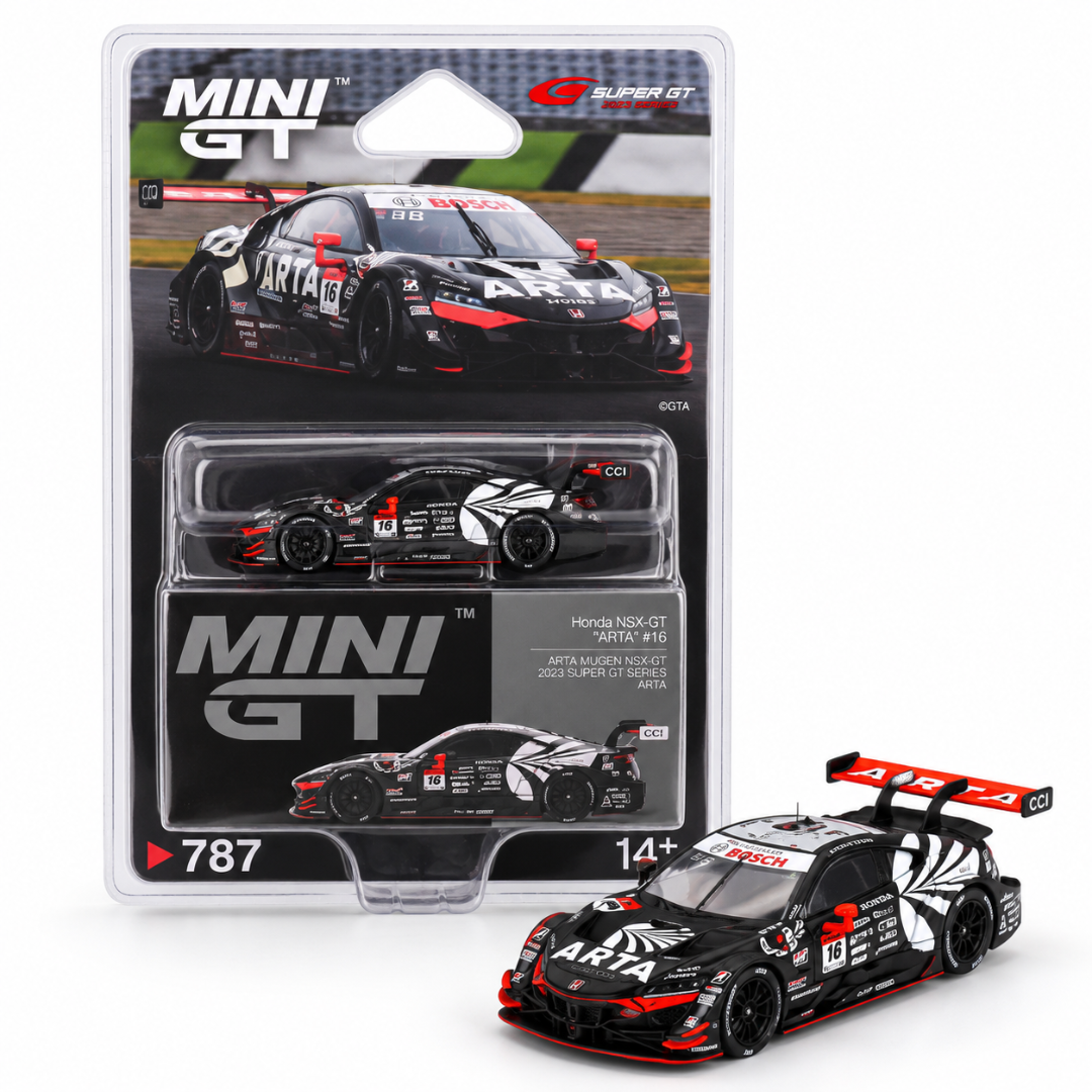 MINI GT Imported Honda NSX-GT Type S GT500 #16 ARTA MUGEN NSX-GT 2023 SUPER GT 1:64 Diecast โ MGT00787-BL โ No.787