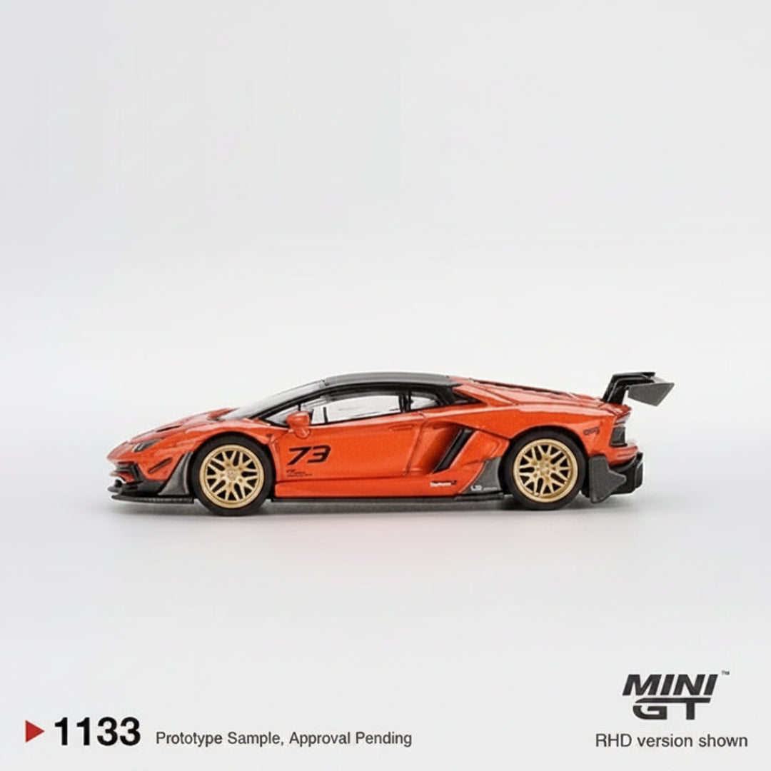 MINI GT Imported LB★WORKS Lamborghini Aventador Limited Edition Orange MDX 2025 1:64 – No. 1133