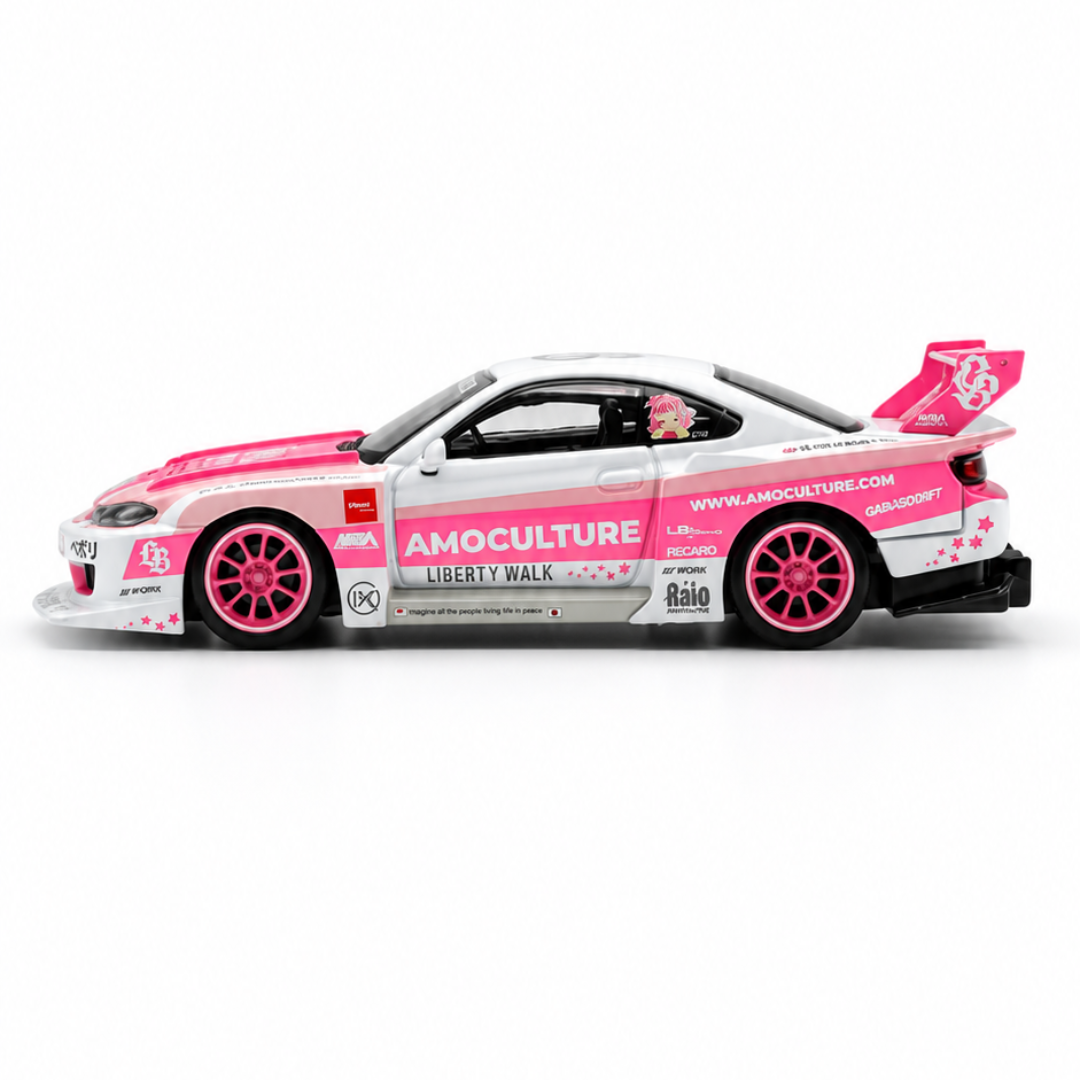 MINI GT Imported Nissan Silvia S15 LB-Super Silhouette AMOCULTURE Liberty Walk RHD 1:64 Diecast Model Car #1239