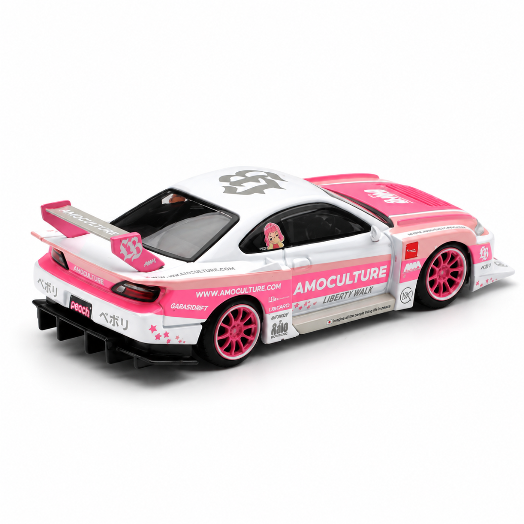 MINI GT Imported Nissan Silvia S15 LB-Super Silhouette AMOCULTURE Liberty Walk RHD 1:64 Diecast Model Car #1239