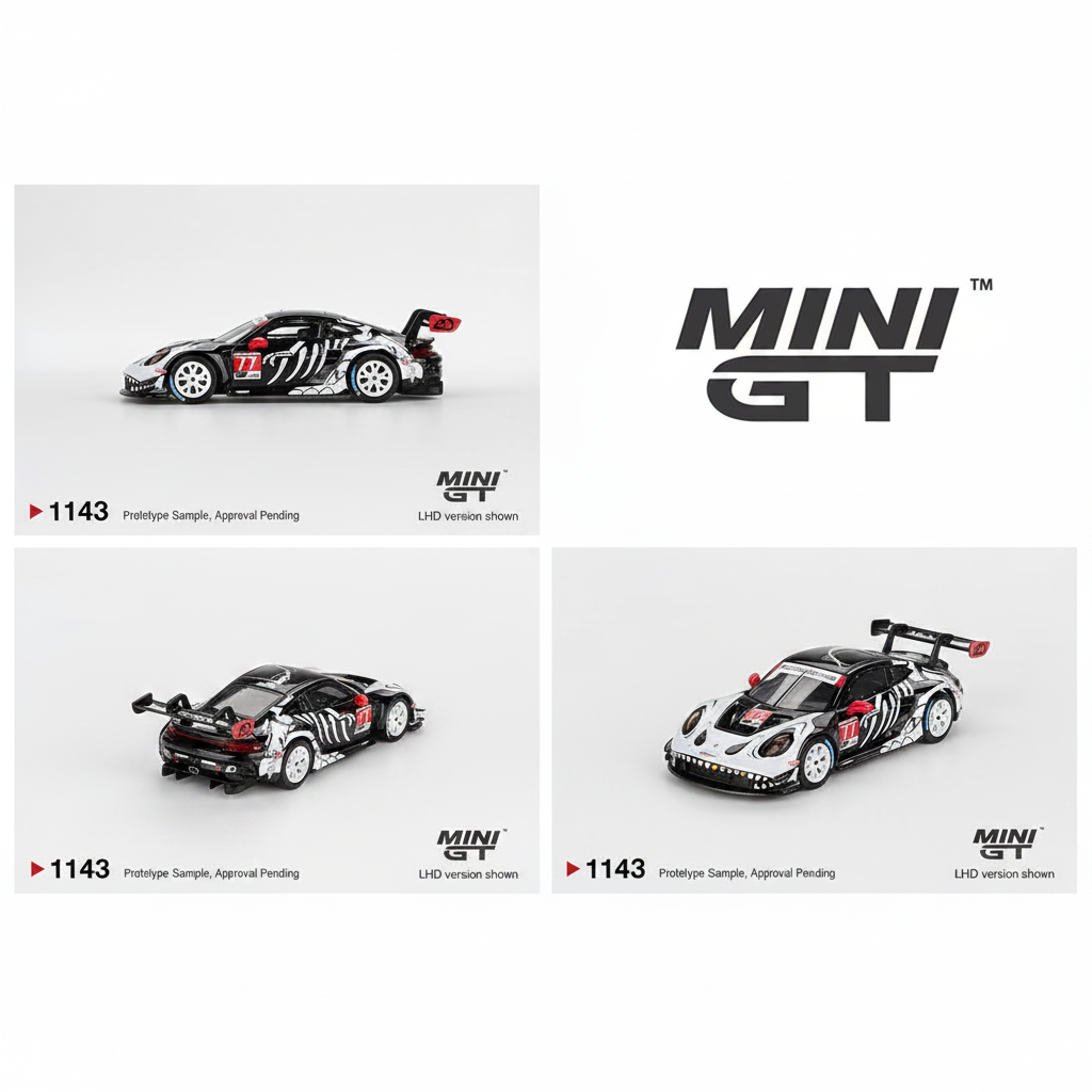 MINI GT Porsche 911 GT3 R #77 2025 IMSA Petit Le Mans AO Racing 1:64 Scale Die-Cast Model Car 1143