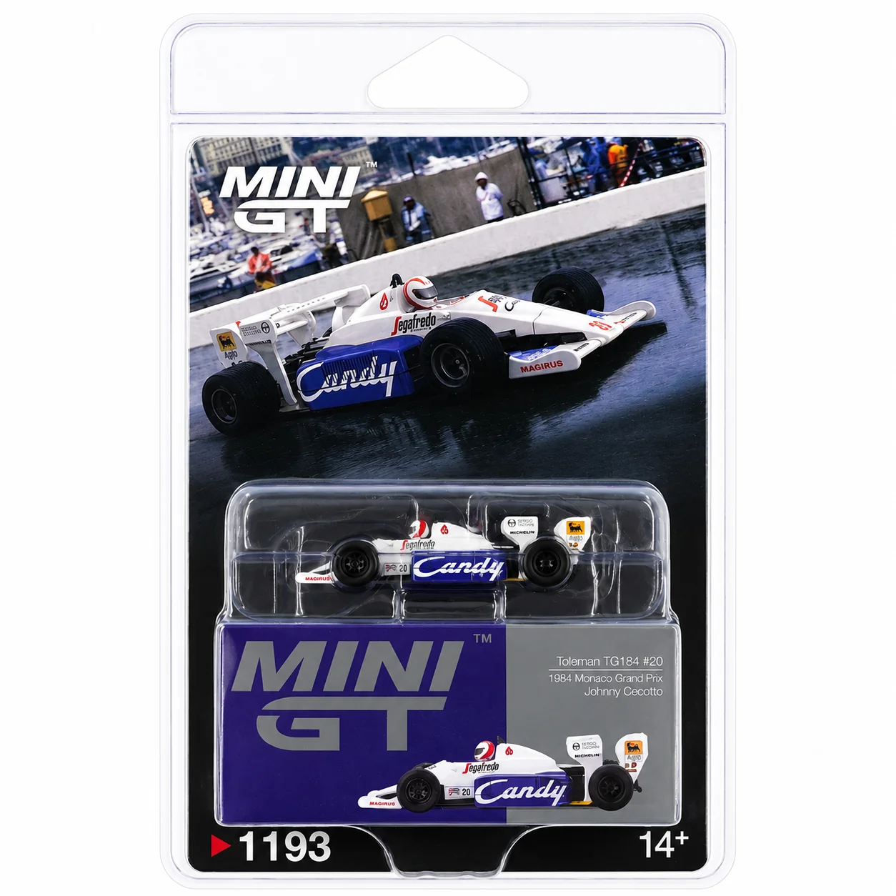 MINI GT Toleman TG184 #20 Formula 1 Diecast Model Car – 1984 Monaco Grand Prix Johnny Cecotto 1:64 1193 Diecast Model Car