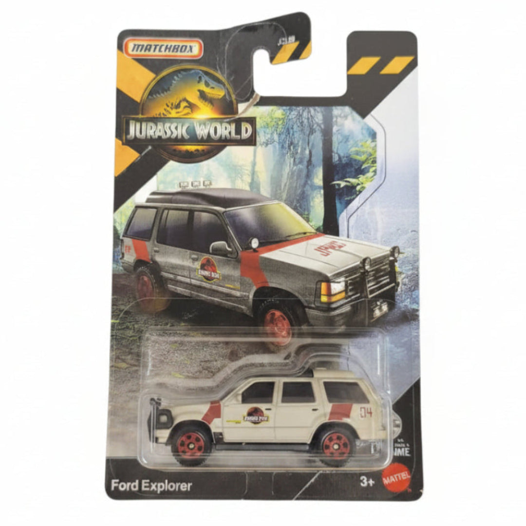 Matchbox Imported Jurassic World Ford Explorer Die-Cast Vehicle – Card Damaged