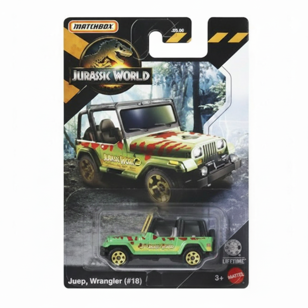 Matchbox Imported Jurassic World Jeep Wrangler (#18) Diecast Toy Car| 1:64 Scale