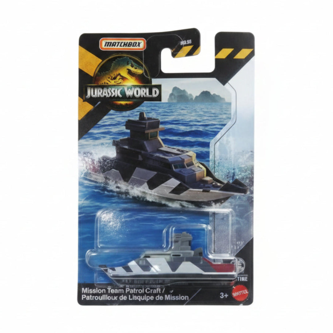Matchbox Imported Jurassic World Mission Team Patrol Craft Diecast Boa | 1:64 Scale