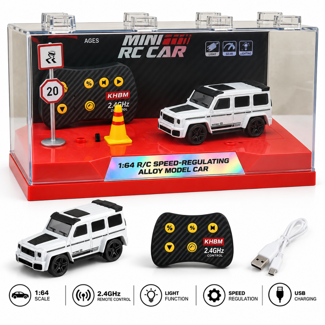 Mercedes-Benz G-Class RC Alloy Remote Control Car 1:64 with Acrylic Display Box – White