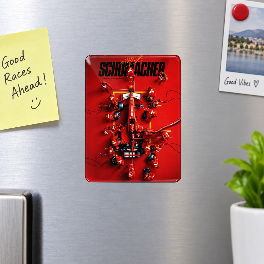 Michael Schumacher Ferrari F1 Fridge Magnet – Red Formula 1 Racing Car Refrigerator Magnet