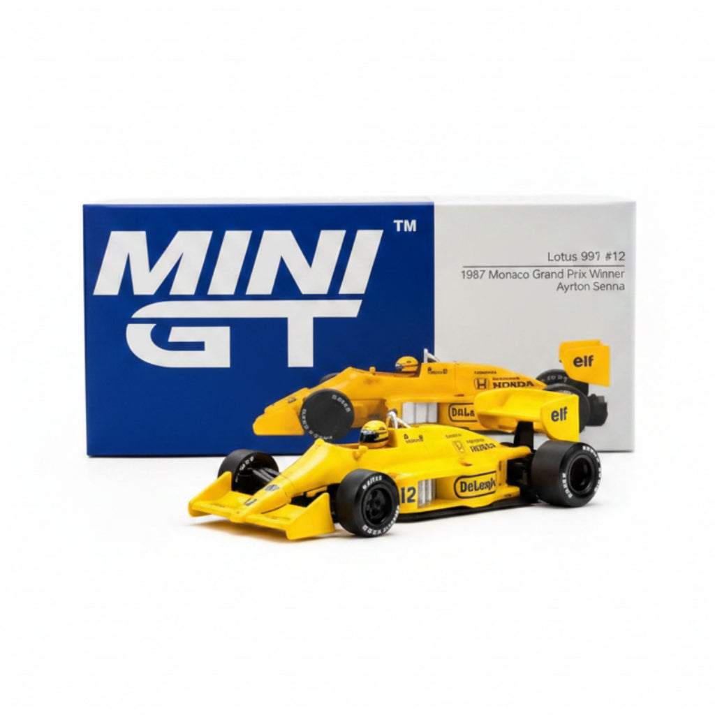 Mini GT Imported Lotus 99T #12 1987 Monaco Grand Prix Winner Ayrton Senna 1:64 Diecast Model Car 1088