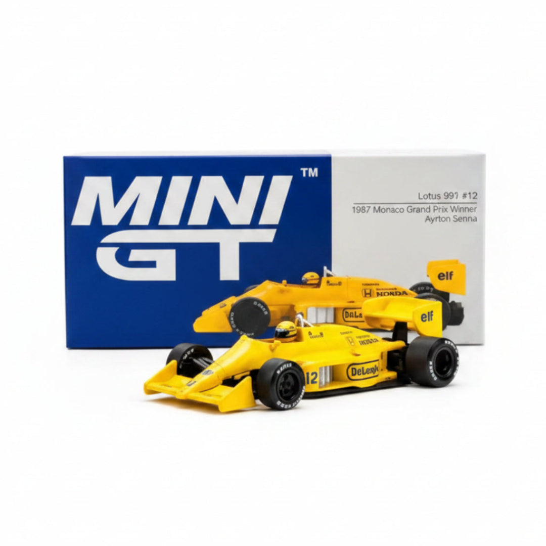 Mini GT Imported Lotus 99T #12 1987 Monaco Grand Prix Winner Ayrton Senna 1:64 Diecast Model Car 1088