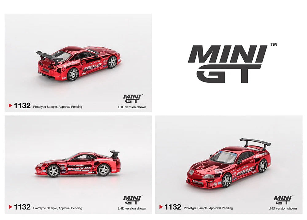 Mini GT Imported Toyota Supra (A80) Top Secret GT-300 Red Chrome 1:64 Diecast Model Car 1132