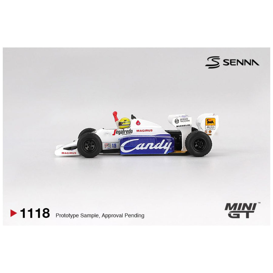 Mini GT Toleman TG184 #19 1984 Monaco Grand Prix Ayrton Senna 2nd Place 1:64 Scale Diecast Formula 1 Model Car